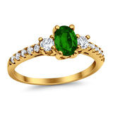 Accent Wedding Engagement Ring Oval Simulated Cubic Zirconia 925 Sterling Silver