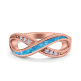 Infinity Ring Lab Created Opal Round Simulated Cubic Zirconia 925 Sterling Silver