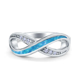 Infinity Ring Lab Created Opal Round Simulated Cubic Zirconia 925 Sterling Silver