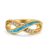 Infinity Ring Lab Created Opal Round Simulated Cubic Zirconia 925 Sterling Silver