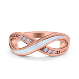Infinity Ring Lab Created Opal Round Simulated Cubic Zirconia 925 Sterling Silver