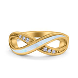 Infinity Ring Lab Created Opal Round Simulated Cubic Zirconia 925 Sterling Silver