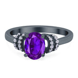 Oval Art Deco Wedding Bridal Ring Simulated Cubic Zirconia 925 Sterling Silver