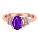 Oval Art Deco Wedding Bridal Ring Simulated Cubic Zirconia 925 Sterling Silver