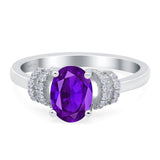Oval Art Deco Wedding Bridal Ring Simulated Cubic Zirconia 925 Sterling Silver