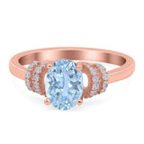 Oval Art Deco Wedding Bridal Ring Simulated Cubic Zirconia 925 Sterling Silver