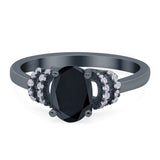 Oval Art Deco Wedding Bridal Ring Simulated Cubic Zirconia 925 Sterling Silver