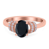 Oval Art Deco Wedding Bridal Ring Simulated Cubic Zirconia 925 Sterling Silver