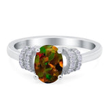 Oval Art Deco Wedding Bridal Ring Simulated Cubic Zirconia 925 Sterling Silver