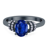 Oval Art Deco Wedding Bridal Ring Simulated Cubic Zirconia 925 Sterling Silver