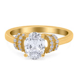 Oval Art Deco Wedding Bridal Ring Simulated Cubic Zirconia 925 Sterling Silver