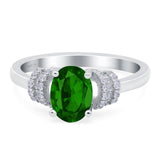 Oval Art Deco Wedding Bridal Ring Simulated Cubic Zirconia 925 Sterling Silver