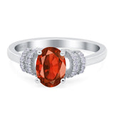 Oval Art Deco Wedding Bridal Ring Simulated Cubic Zirconia 925 Sterling Silver