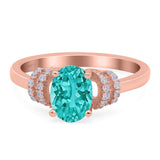 Oval Art Deco Wedding Bridal Ring Simulated Cubic Zirconia 925 Sterling Silver