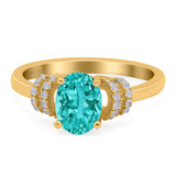Oval Art Deco Wedding Bridal Ring Simulated Cubic Zirconia 925 Sterling Silver