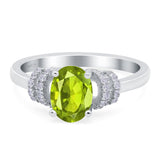 Oval Art Deco Wedding Bridal Ring Simulated Cubic Zirconia 925 Sterling Silver