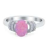 Oval Art Deco Wedding Bridal Ring Simulated Cubic Zirconia 925 Sterling Silver