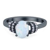 Oval Art Deco Wedding Bridal Ring Simulated Cubic Zirconia 925 Sterling Silver