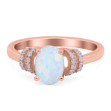 Oval Art Deco Wedding Bridal Ring Simulated Cubic Zirconia 925 Sterling Silver