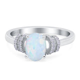 Oval Art Deco Wedding Bridal Ring Simulated Cubic Zirconia 925 Sterling Silver