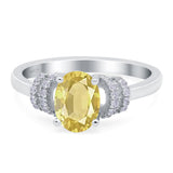 Oval Art Deco Wedding Bridal Ring Simulated Cubic Zirconia 925 Sterling Silver