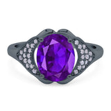 Oval Art Deco Wedding Engagement Bridal Ring Simulated Cubic Zirconia 925 Sterling Silver