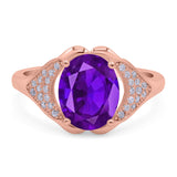 Oval Art Deco Wedding Engagement Bridal Ring Simulated Cubic Zirconia 925 Sterling Silver