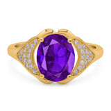 Oval Art Deco Wedding Engagement Bridal Ring Simulated Cubic Zirconia 925 Sterling Silver