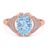 Oval Art Deco Wedding Engagement Bridal Ring Simulated Cubic Zirconia 925 Sterling Silver