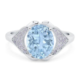 Oval Art Deco Wedding Engagement Bridal Ring Simulated Cubic Zirconia 925 Sterling Silver