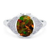 Oval Art Deco Wedding Engagement Bridal Ring Simulated Cubic Zirconia 925 Sterling Silver