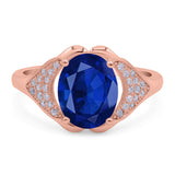 Oval Art Deco Wedding Engagement Bridal Ring Simulated Cubic Zirconia 925 Sterling Silver