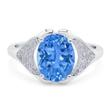 Oval Art Deco Wedding Engagement Bridal Ring Simulated Cubic Zirconia 925 Sterling Silver