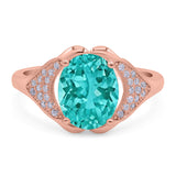 Oval Art Deco Wedding Engagement Bridal Ring Simulated Cubic Zirconia 925 Sterling Silver