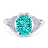 Oval Art Deco Wedding Engagement Bridal Ring Simulated Cubic Zirconia 925 Sterling Silver