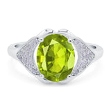 Oval Art Deco Wedding Engagement Bridal Ring Simulated Cubic Zirconia 925 Sterling Silver