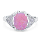 Oval Art Deco Wedding Engagement Bridal Ring Simulated Cubic Zirconia 925 Sterling Silver
