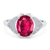 Oval Art Deco Wedding Engagement Bridal Ring Simulated Cubic Zirconia 925 Sterling Silver