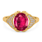 Oval Art Deco Wedding Engagement Bridal Ring Simulated Cubic Zirconia 925 Sterling Silver