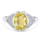 Oval Art Deco Wedding Engagement Bridal Ring Simulated Cubic Zirconia 925 Sterling Silver