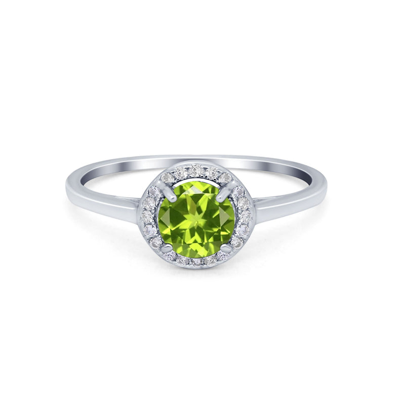 Halo Wedding Bridal Ring Round Simulated Cubic Zirconia 925 Sterling Silver