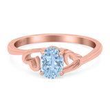 Art Deco Oval Wedding Engagement Bridal Ring Simulated Cubic Zirconia 925 Sterling Silver