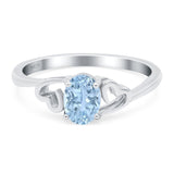 Art Deco Oval Wedding Engagement Bridal Ring Simulated Cubic Zirconia 925 Sterling Silver