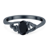 Art Deco Oval Wedding Engagement Bridal Ring Simulated Cubic Zirconia 925 Sterling Silver