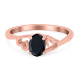 Art Deco Oval Wedding Engagement Bridal Ring Simulated Cubic Zirconia 925 Sterling Silver