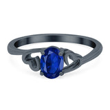 Art Deco Oval Wedding Engagement Bridal Ring Simulated Cubic Zirconia 925 Sterling Silver