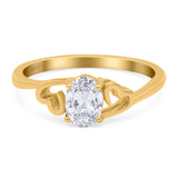 Art Deco Oval Wedding Engagement Bridal Ring Simulated Cubic Zirconia 925 Sterling Silver