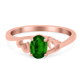 Art Deco Oval Wedding Engagement Bridal Ring Simulated Cubic Zirconia 925 Sterling Silver