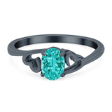 Art Deco Oval Wedding Engagement Bridal Ring Simulated Cubic Zirconia 925 Sterling Silver