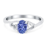 Art Deco Oval Wedding Engagement Bridal Ring Simulated Cubic Zirconia 925 Sterling Silver